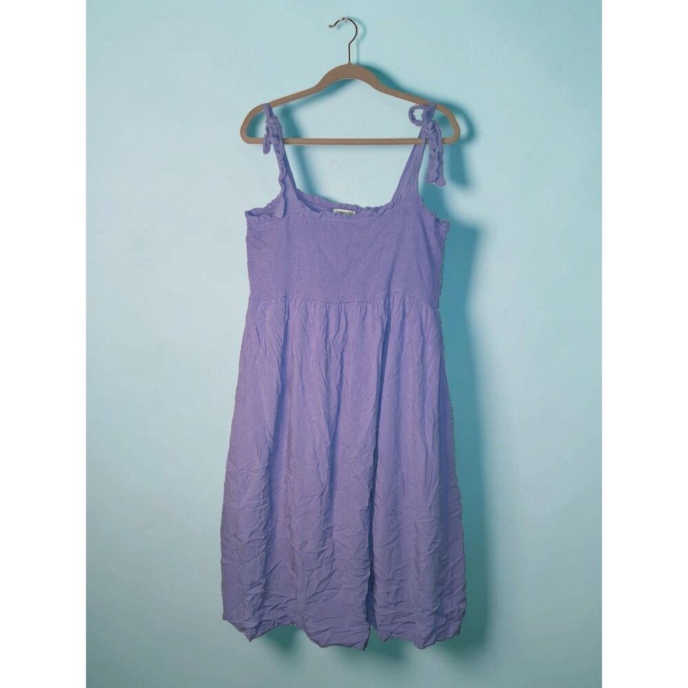 Destination Maternity XXL Lavender Smocked Tie Strap Midi Sundress- Cottagecore